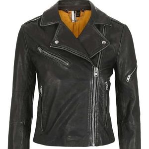 Topshop 'Lightning' Leather Jacket 6 US (fits 2-4)